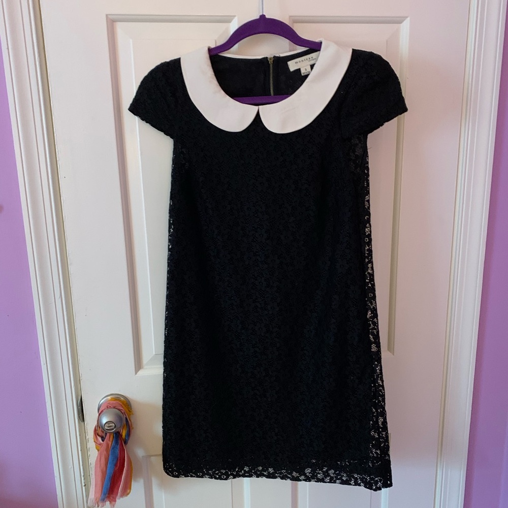 Black lace ModCloth dress w white Peter Pan collar